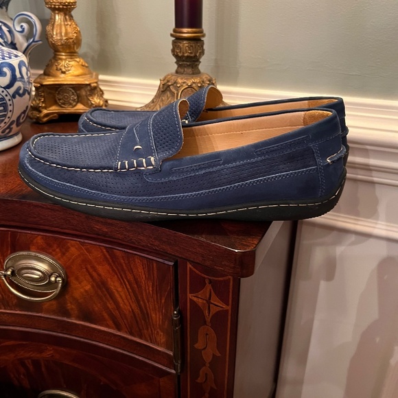 EUC Men's Johnston and Murphy Blue Suede Comfort Flex Penny Loafers Size 11.5 M - Picture 3 of 8